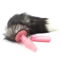 faux fur fox tail vibration jelly butt plug