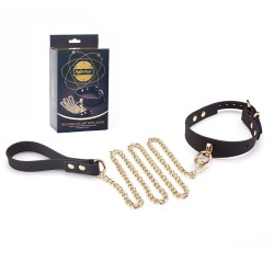 luxury black silicone collar with gold leash